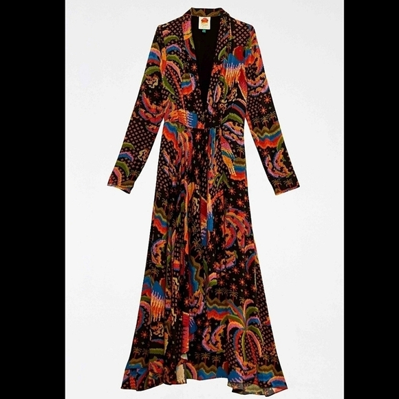 NWT FARM RIO Macaw Island black long sleeve maxi dress size small. - Picture 7 of 10